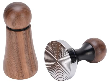 Matybobe Distributore di caffè Kit Pressino in Legno di Noce in Acciaio Inossidabile Forniture per Macchine da caffè (51 mm/2,01 pollici)