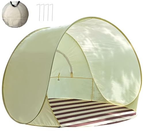 Timasser Strandmuschel Pop Up 3-4 Personen, Strandzelt Sonnenschutz mit UV40+ Schutz Sonnenschutz Strand mit Tragetasche Automatisches Tragbarer Beach Tent für Familien Strand Camping Garten (B)