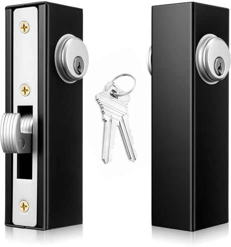 ElaraBerry 2 Pack Hook Bolt Mortise Lock Weldable Steel Hook Lock 1-1/8 Backset Keyed Sliding Gate Locks Metal Gates Locks Single Cylinder for Rolling Gate Sliding Door Commercial Residential