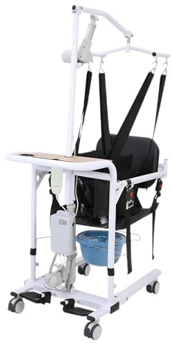 Electric Patient Lift Wheelchair with Foldable Hoist Brackets for Elderly Mobility Assistance and Bathroom Transfers
