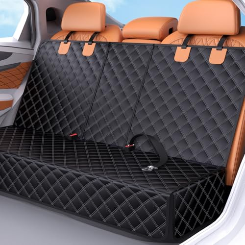 OLQI Dog Car Seat Cover for Back Seat,100% Waterproof and Durable Scratchproof Nonslip Rear Car Seat Protector Universal Size Fits for Cars/SUVs/Trucks