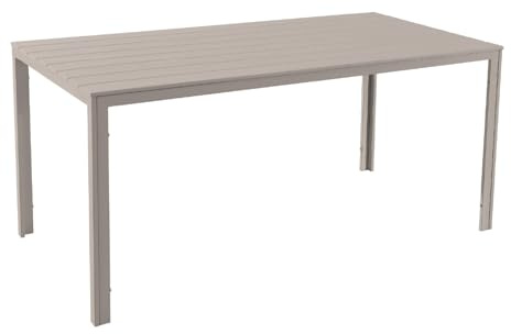 IlGruppone Tavolo da Esterno 6/8 Posti in Acciaio Inox e HDPE Effetto Legno – Tavolo Giardino Grande Resistente a Pioggia, UV e Ruggine, Design Moderno per Terrazzo e Patio 154x78 cm - Beige