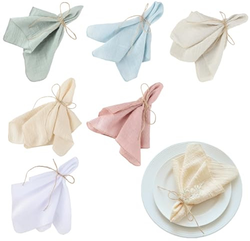 Solid Color Cloth Napkins,Cloth Napkins, Cotton Napkins Set of 6 for Weddings Party Dinner Christmas Daily Banquets Use, Reusable Cotton Napkin Multicoloured (32x32cm)