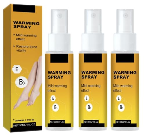 Spray chauffant aux vitamines E et B3 pour les douleurs articulaires et musculaires – Effet réchauffant léger – Pour adultes, sportifs et seniors – 30 ml