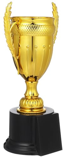 TOPPERFUN Coppa e Base Piatta in Plastica Struttura Robusta Color Oro Premio Design Elegante per Festa Estiva e Competizioni Sportive Riutilizzabile