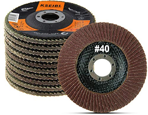 KSEIBI 4 1/2 in Flap Disc Aluminum Oxide 10 Pack Auto Body Sanding Grinding Wheel (40 Grit) 686008