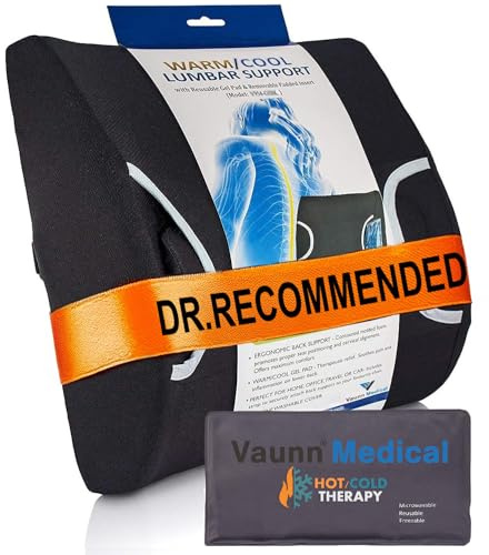 Vaunn Medical Seat Cushion, Lumbar Back Support Pillow for Office Chair with Removable Firm Insert