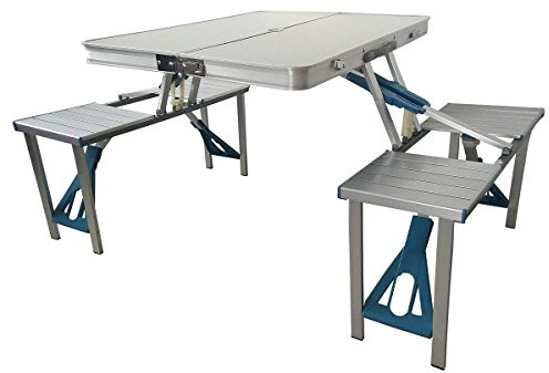SVITA Camping Set Sitzgruppe Picknick Sitzgarnitur Campingtisch Campingmöbel Angel-Möbel Alu (integrierte Hocker)