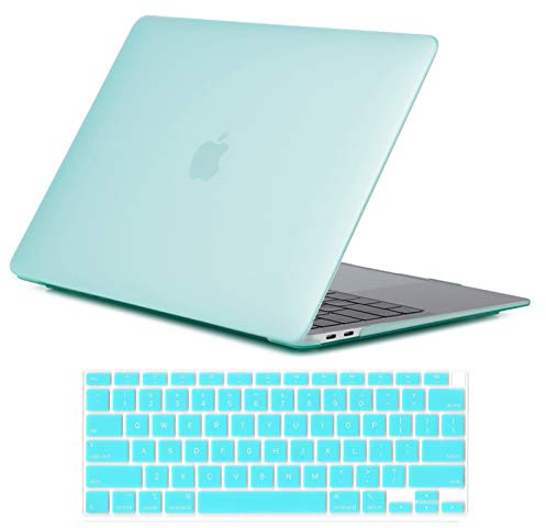 Se7enline Compatible with MacBook Air 13 Inch Case M1 A2337/A2179/A1932 Hard Shell Case Cover&Keyboard Cover 2018/2019/2020/2021/2022/2023/2024 for Mac Air 13-Inch Retina Display Touch ID, Aqua Green