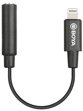 BOYA Lightning till 3,5 mm adapter för hörlurar, MFi TRRS hona Lightning till ljuduttag adapter ljud kompatibel med iPhone 13/12 Mini/12 Pro/11/11 Pro/11 Pro Max/SE/X XR XS 8 7