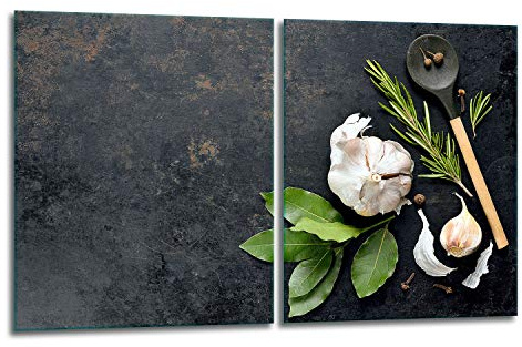 TMK ArtDeko Herdabdeckplatte 2 Teilig 40x52 cm - Spritzschutz Herdabdeckung – Herdschutz aus Sicherheitsglas – Robust, Hygienisch & Rutschfest– Schutz für Induktion, Ceran, Gas & Elektro