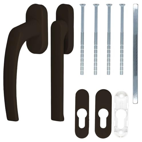 Alu Terrassentürgriff Balcony mit Flachgriff, Farbe:Braun RAL 8019