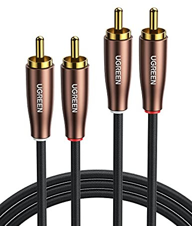 UGREEN Cavo 2 RCA a 2RCA Maschio Cable Audio Stereo Digitale Compatibile con Amplificatore TV Soundbar Box Sistema HiFi Home Cinema (5m)