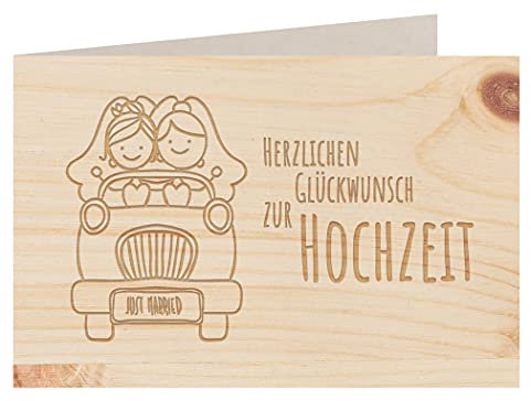 Holzgrußkarte - HERZLICHEN GLÜCKWUNSCH ZUR HOCHZEIT - 100% handmade in Österreich - Postkarte Glückwunschkarte Geschenkkarte Grußkarte Klappkarte Karte Einladung mrs gleichgeschlechtlich