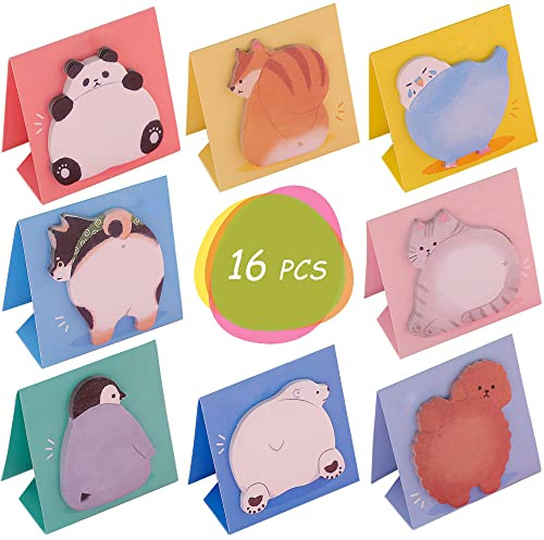 16 Pack 480 Pagine Mini Note Adesive, Nota Adesiva Animale Autoadesiva, Foglietti Adesivi Colorati, utilizzato per Frigoriferi, Appunti Sui Banchi Di Scuola, Promemoria Per l'Ufficio (8 Stili)