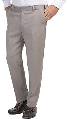 Jolliman Men’s Comfort Hidden Elasticated Waist Beige Trousers Pants - Casual Smart Business Office Workwear Formal Suit Dress Pant 36 Waist 31 Inside Seam
