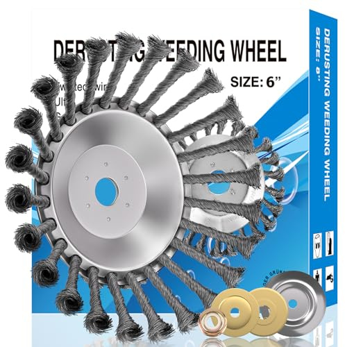 Fadun Unkrautbürste für Freischneider 150 x 25,4 mm StahlbüRste Unkrautbuerste Wildkrautbürste für Motorsense Drahtbürste Freischneider für effektive Moosentfernung und Unkraut