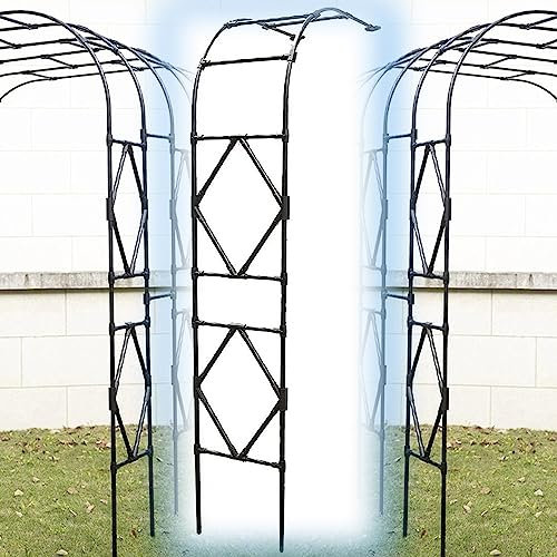 EMENAR Halbrosenbogen Aus Pulverbeschichtetem Hoch 2.4M Wandbogen Eisen Pergola Rankbogen Für Rosenrankhilfe Clematis Verschiedene Kletterpflanzen (Color : Black, Size : 60x240x40cm)