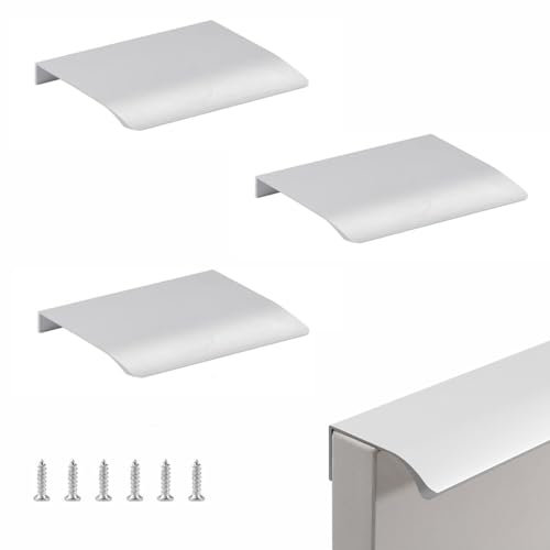 Schrankgriffe Aluminium Helles, Schrankgriffe Versteckt Modernes Möbelgriffe, Versteckte Schrankgriffe Griffe, Verdeckte griffe für Küchenschränke, Aluminiumlegierungsgriff, Mattes Silber, 3 Stück