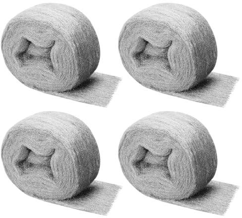 Shineboc 4Pcs Lana de Acero Grado 00000 - Ideal para Pulir y Limpiar Madera, Vidrio, Metal y Piedra 16 Metros