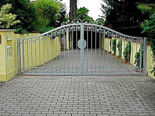 Gartentor Hoftor Einfahrtstor Metall Schmiedeeisen Monaco-GT400/100S Feuer Verzinkt 400 cm 4m Doppelflügeltor breit Rundbogen
