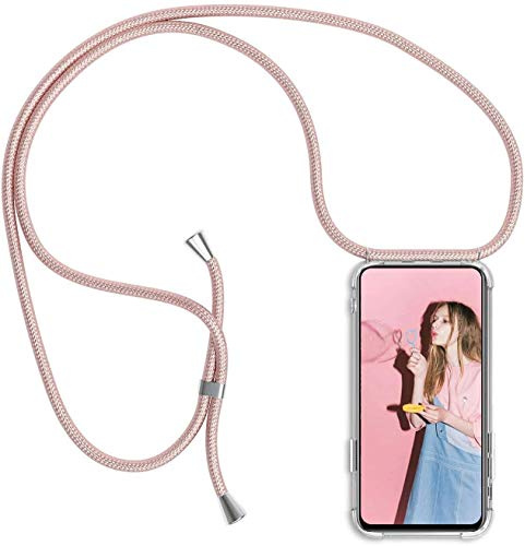 HomiTunky Handykette Handyhülle für Redmi Note 11 Pro Plus+ 5G mit Band - Handy-Kette Handy Hülle mit Kordel zum Umhängen Handyanhänger Halsband Lanyard Case in Roségold | Handy-Kette Handy Hülle mit Kordel zum Umhängen Handyanhänger Halsband Lanyard Case - Transparent Schutzhülle