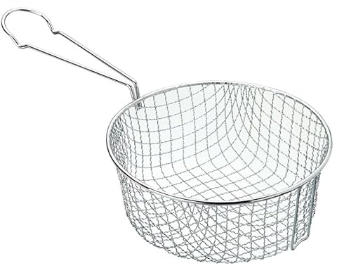 RDK 7 Inches Round Fryer Basket with Handle Chip Pan Deep Wire Mesh Strainer for Frying Fried Basket Ideal for Chips Fries Shrimps Wedges