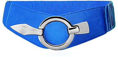Glamexx24 Elastischer Damen Taillengürtel gürtel 6cm breiter Hüftgürtel mit silberner Ring