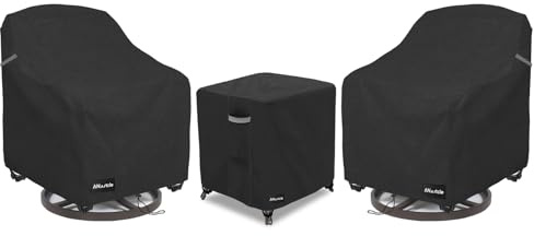 ANartcle 3 Pieces Patio Bistro Sets Cover,600D Waterproof Heavy Duty Patio Furniture Covers,Includes 2 Outdoor Swivel Chair Covers and 1 Patio Wicker Side Table Cover(Black)