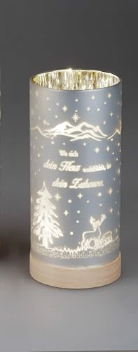Dekoration 1 Stück Deko-Licht 15cm mit Spruch und Timer-hellbrauner Holzsockel- Wo Sich Dein Herz..