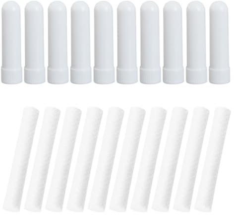 Tomedeks Nose Inhaler, 10 Pieces Essential Oil Inhaler Tubes With 10 Pieces Cotton Wicks, Refillable Nasal Inhaler Stick For Aromatic Therapy(White,A)