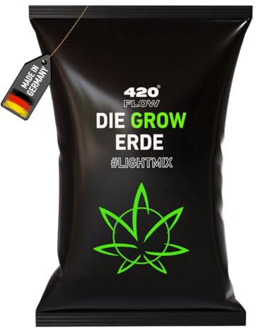 420Flow® Grow Erde Lightmix – Perfekte Erde für gesundes Pflanzenwachstum, keimfrei, optimierter pH-Wert, fördert Wurzelbildung, vegan, gebrauchsfertig mit Perlite (20 Liter)
