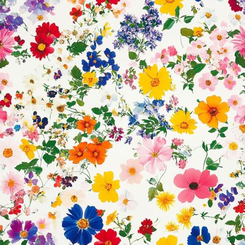 Selbstklebende Tapete Bunte Feenblumen Mustertapete Garten Wildblume Rosa Gelb Klebefolie Möbel Tapete Kinderzimmer Muster Dekofolie Möbelfolie Selbstklebend Wand Tapeten Wohnzimmer Schrankfolie Kleb