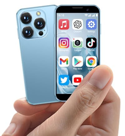 Smartphone mini avec écran HD de 3,0 pouces, téléphone mini déverrouillé, caméra 5MP, reconnaissance faciale, double SIM, GPRS, carte TF et un corps ultra - mince, idéal pour les enfants (Bleu)
