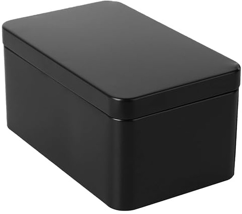 GALPADA Aufbewahrungsbox Mit Deckel Schwarz Aus Weißblech Rechteckige Blechdose Für Tee Snacks Und Kleine Gegenstände Retro Design Für Küche Und Schreibtisch