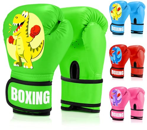 JUOIFIP Boxhandskar barn, boxhandskar för barn 3 till 14 år, PU-läder, barnlåda, handskar för boxningssäck, sparring, träning, muay Thai, MMA, kickboxning och kampsport, grön
