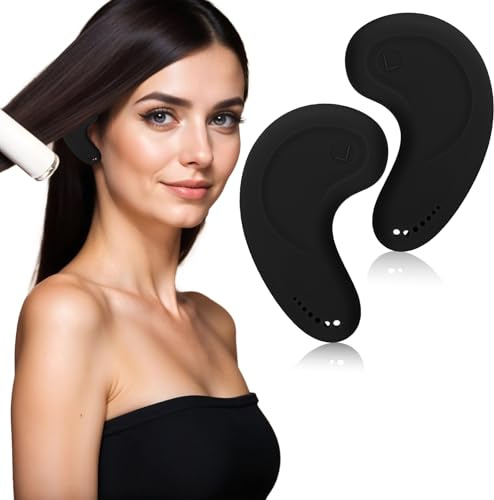 Cache-oreilles en silicone résistant aux hautes températures, protections réutilisables pour salon et maison Protège du sèche-linge, fer à repasser (noir)
