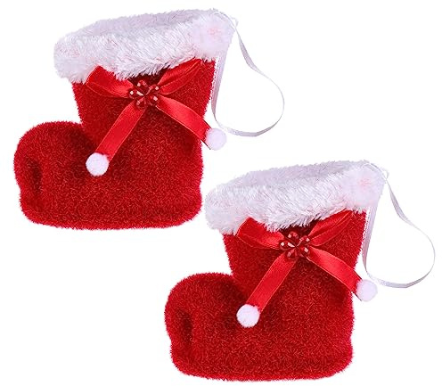 Hemobllo 2pcs Candy Stivali con tema natalizio sacchetti regalo in materiale di alta qualità da riempire con dolci e piccole attenzioni per feste di Natale e feste