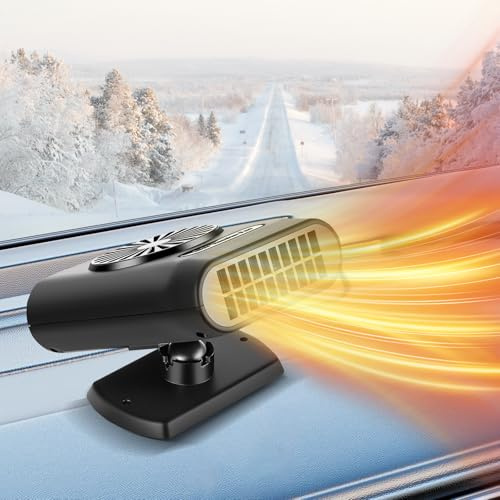 Auto Heizung,heizlüfter 12v,2-in-1 Heizung/Kühlung Autoheizung mit 360° Drehbasis,Tragbarer 12V 200WHeizung und Defroster,Windschutzscheiben Defroster für Autos und SUVs,für Wohnmobil PKW Camping LKW