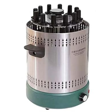 Automatic Rotating Kebab Grill Machine, 1200W Smokeless Indoor Electric BBQ Skewer Oven, 360° Even Heating with Adjustable Temp, Oil Drip Tray, for Home Kitchen Use (Matte Green)