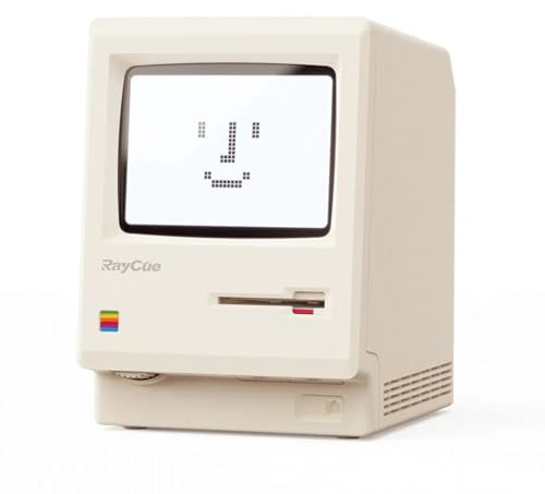 RayCue Maclock WB-8 - Sveglia retrò pixel, 1984, orologio da scrivania USB con display pixel, sveglie multiple, luminosità regolabile, calendario, temperatura, retrò tech