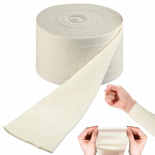 HOMHPLFE Vendas Tubulares Vendaje Elástico de Soporte para Brazo Beige Vendaje de Neta elástica Transpirable Tubular Vendaje de Gasa de Algodón (8.75cm×10m/3.44in×10.94yds)