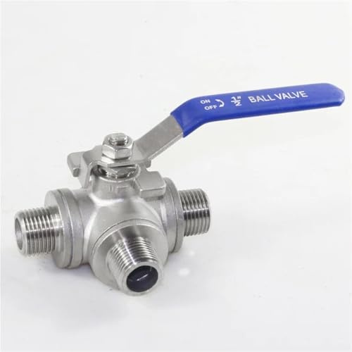 1 Stück 3-Wege-Kugelhahn mit 1/2-Zoll- und 3/4-Zoll-Außengewinde – Edelstahl 304 LT-Anschlussgriffventil for Sanitär- und Industrieanwendungen(3/4in LType)