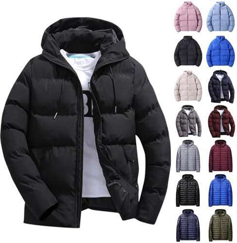 Generico Piumino Uomo Piumino Invernale Uomo Caldo Giubbotto Invernale Antivento Giacca Elegante Giacche Invernali Cappotto con Zip e Cappuccio Giacca Da Lavoro Jacket Trapuntata Leggero Cotone