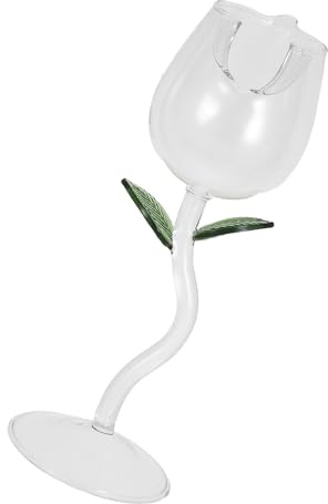 GLEAVI Verre à Vin Créatif en Cristal 150 Ml Forme de Fleur Feuilles Transparentes Coupe à Vin Décorative pour Fêtes Mariages et Cocktails Élégants