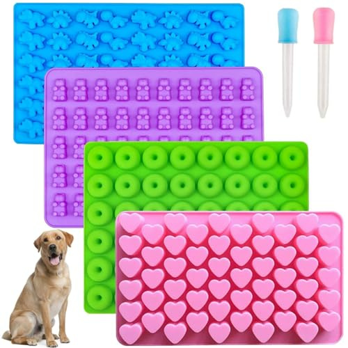 4 Stück Hundekekse Backform,Mini Backmatte Silikon,backmatte Hundekekse,Backformen für Haustiere,BPA-Frei Silikonformen,Silicone Baking Sheet für Schokolade,Kekse,Eiswürfel,Hundeleckerlies