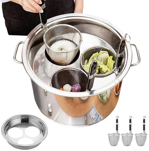 Pentola per pasta con cestello, strumento da cucina in acciaio inossidabile, pentola con colino, per principianti professionisti, preparazione pasti, feste, riunioni di famiglia, verdure, zuppe