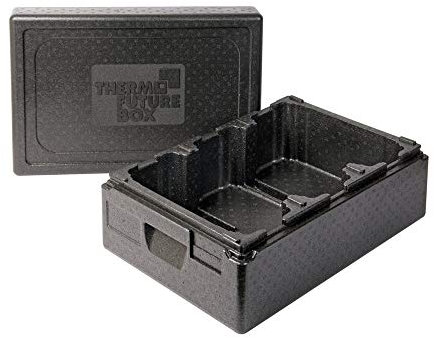 Thermo Future Box®Thermobox Ice Cream +3,Transportbox Warmhaltebox und Isolierbox mit Deckel,3 x 6 Liter Kühlbox,Thermobox aus EPP (expandiertes Polypropylen), Schwarz