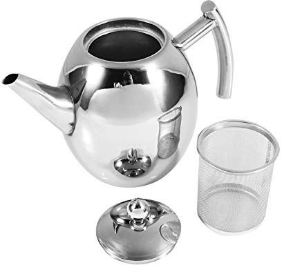 1L/1,5L Teekanne mit Siebeinsatz, Edelstahl Teekanne Kaffeekannen Kessel mit Herausnehmbarem Infuser für Lose Blätter und Teebeutel(1.5L)