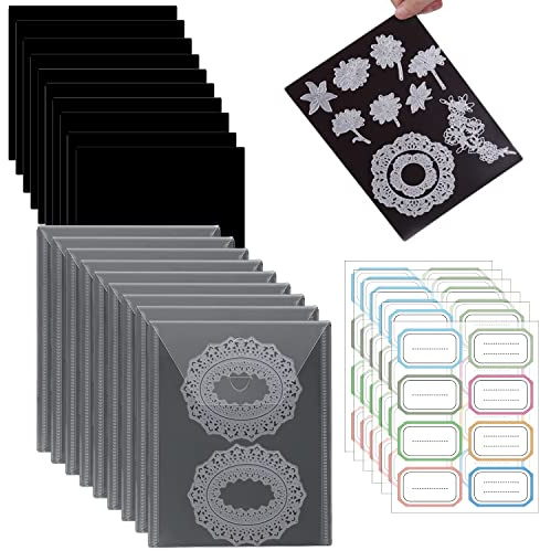 20Pcs/SetRubber Magnetic Sheets 0.5mmThickness with Clear Stamp Die Storage Pockets 48 Label StickerResealable Plastic Storage Pocket Large Envelope Case Cutting Dies Stencil Organizer forCard Making